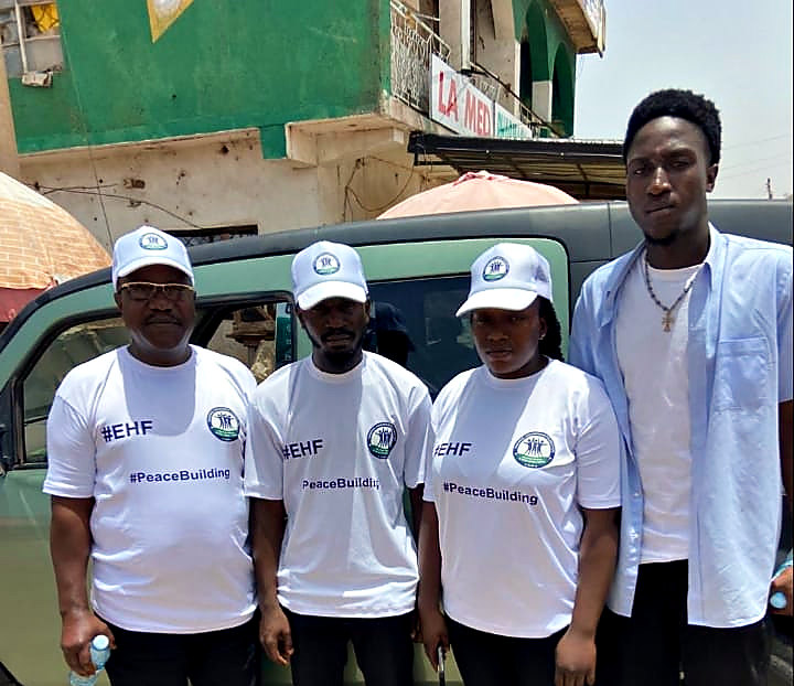 EHF peacebuilding team on arrival in Anguwan Rukuba, Jos North LGA, Plateau State