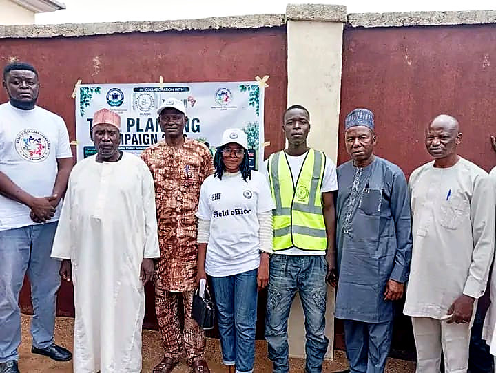 EHF team and community leaders at the Tree Planting Campaign 2026 phase two in Mukuvinye Hlidi B, Hong LGA